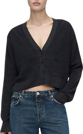 Closed Short Cropped Cardigan In Smokey Blue