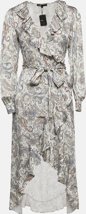 Maje Grey/multicolor Paisley Print Crepe Midi Wrap Argent Dress