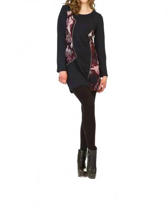 Papillon Snake Print Patch Sweater Dress In Navy