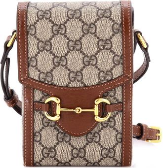 Gucci Brown Gg Coated Canvas & Leather Horsebit 1955 Crossbody Mini (Authentic Pre-Loved)