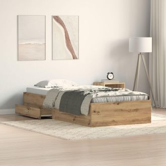 Berkfield Home Bed Frame Artisan Oak 90x200 cm Engineered Wood in Brown