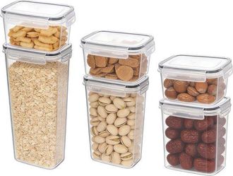 No Brand Cubos De Almacenamiento De Pl&aacute;stico - Paquete De 4 - 0,8 L + 1,6 L + 2 L + 2,8 L - Recipientes Herm&eacute;ticos - Cajas De Almacenamiento Transparentes - Ta