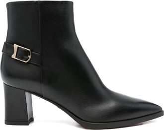 Santoni 70 mm laarzen met puntige neus en gespdetail - Zwart