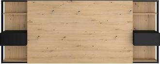 Vente-Unique Cabecero con mesas de noche MISTA - 160 cm - roble y negro