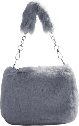 Generic Womens Plush Bags Plush Bag Women Top Handlebag Casual Crossbody Soft Cute Sling Chain Square Pouch Purse(Grey)