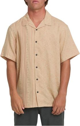 Billabong Garage Nashua Geo Pattern Cotton Camp Shirt in Oatmeal at Nordstrom, Size Small