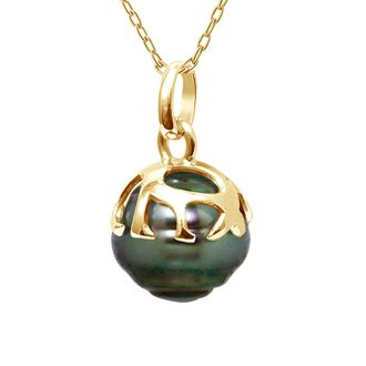 Ateliers Saint Germain Womens Beaded Pendant Ethnic - Real Cultured Tahiti Pearl Circled 9-10 mm - Yellow Gold - One Size