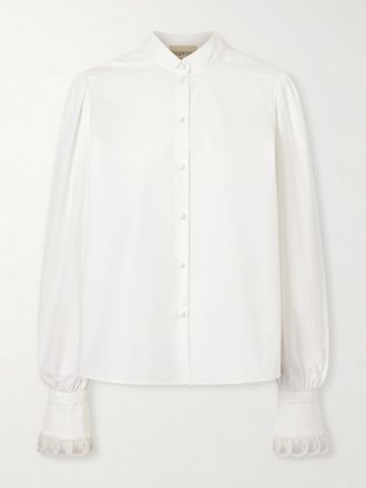 Valentino Garavani Camicia In Popeline Di Cotone - Bianco