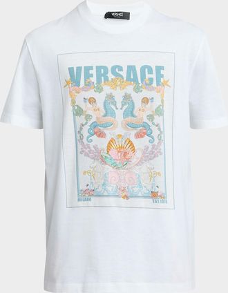 Versace Mens Postcard Logo Graphic T-Shirt