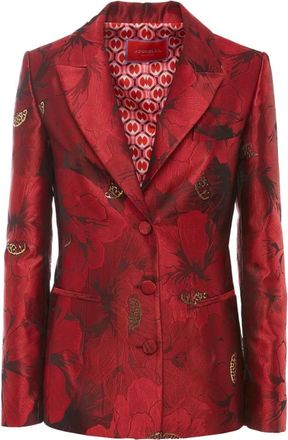 La DoubleJ Ruby Brocade Blazer - Dames - Blazers - Rood - XS - Leer - Jassen