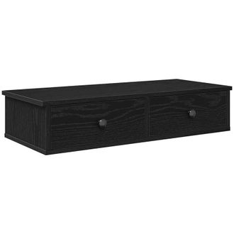 vidaXL Wall Shelf with Drawers Black 80x31x17 cm Engineered Wood Vidaxl