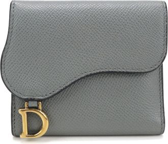 Dior Gray Leather Wallet (Tri-Fold) (Pre-Owned)