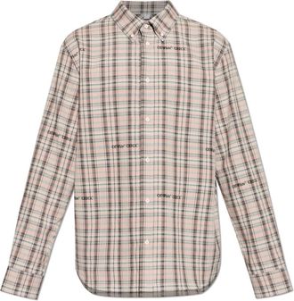 Off-white Shirt met geruit patroon - Heren - Casual Overhemden - Roze - XL - Katoen - Overhemden