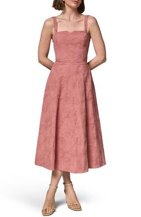 DKNY Embroidered Sleeveless Midi Dress in Desert Clay at Nordstrom, Size 14