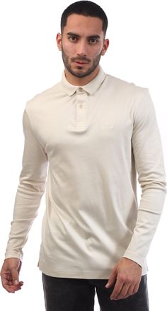 HUGO BOSS Heren Pirol Poloshirt Met Lange Mouwen (Wit)