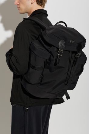 Emporio Armani Backpack With Applique With Logo, Mens, Black