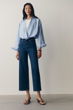 Paige Anessa 27 High-Rise Crop Wide-Leg Jeans