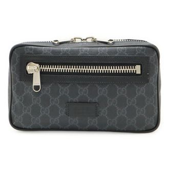 Gucci Black Dark Gray Navy Red Color Pvc Leather Fanny Pack (Pre-Owned)