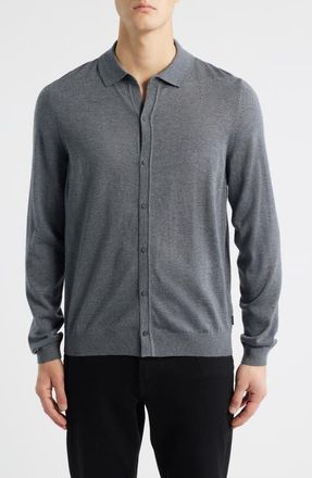 BOSS Helbert Wool Cardigan in Medium Grey at Nordstrom, Size Xx-Large