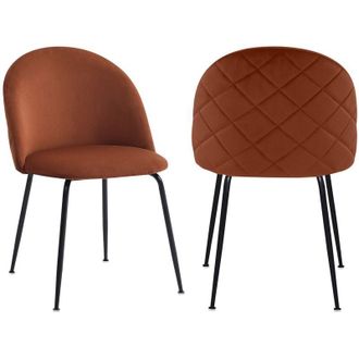 Vente-Unique Sedia in Velluto e Acciaio inossidabile Nero Terracotta - Lotto di 2 - melbourne