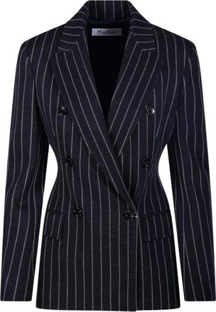 Max Mara Navy Blue Peaked Lapel Blazer