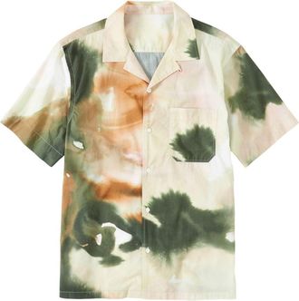 Closed abstract-pattern short-sleeve cotton shirt - men - Cotton - S - Green