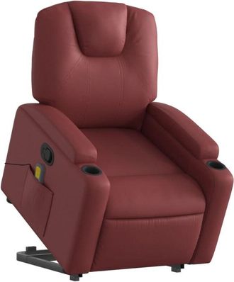 vidaXL Vidaxl - Sill&oacute;n Reclinable De Masaje De Pie Cuero Artificial Rojo Tinto