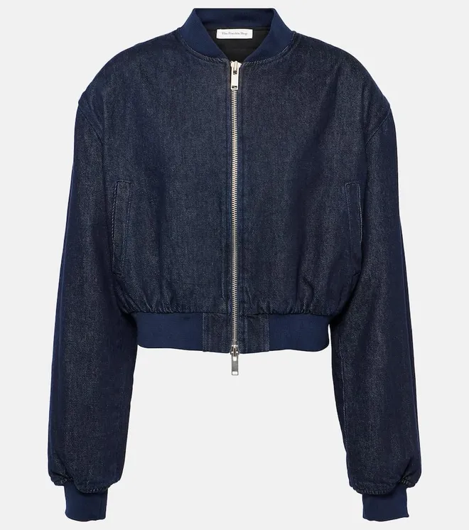 Micky cropped denim bomber jacket