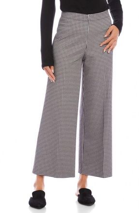 Karen Kane Crop Wide Leg Pants in Black Check at Nordstrom, Size X-Large