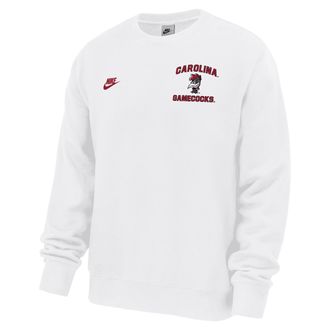 Nike South Carolina Gamecocks Club Nike Mens Football Fleece Crew-Neck Sweatshirt in White | M33234P398SCAR-WHT