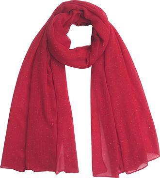Lina & Lily Mini Shimmer Glitters Plain Colour Womens Scarf Head Wrap Hijab (Red)