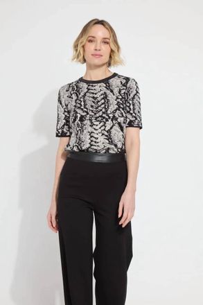 Lyss&eacute; Preston Knit Sweater In Black/ White Shimmer Print