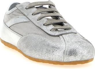 Alexander McQueen Womens Silver Leather Athletic Sneakers
