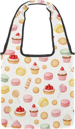 Generic Petit Four Dream Reversible Canvas Shoulder Tote - Double-Sided Print, 12oz Cotton, 27cm Drop, Fold-Flat Bag for Travel, Shopping, Street Outings