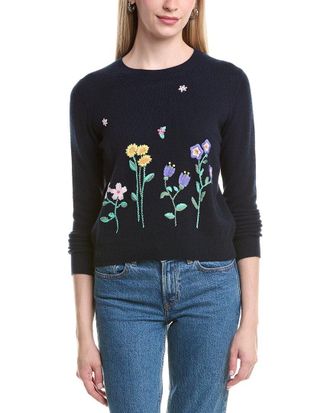 Autumn Cashmere Spring Flowers Embroidered Sweater