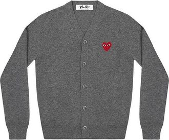 Comme Des Gar&ccedil;ons Cardigan Red Emblem Grey AZ-N008-051-3