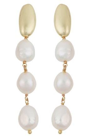 Panacea Cultured Pearl Linear Drop Earrings in White at Nordstrom Rack