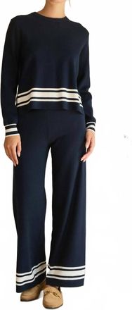 Skies Are Blue Clothing Harbor Lane Knit Set In Navy