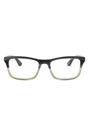 Ray-Ban Unisex 53mm Rectangular Optical Glasses in Grey Horn at Nordstrom