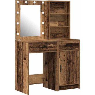 vidaXL Conjunto De Mesa De Tocador Con Caj&oacute;n 2 Pcs Madera Vieja Vidaxl