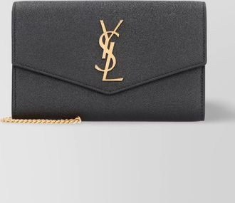 Saint Laurent uptown leather clutch and chain strap