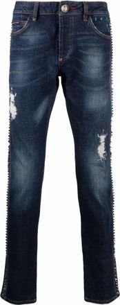 Philipp Plein Blauwe Denim Straight Jeans - Heren - Slim Fit Jeans - Blauw - W31 - Denim - Jeans