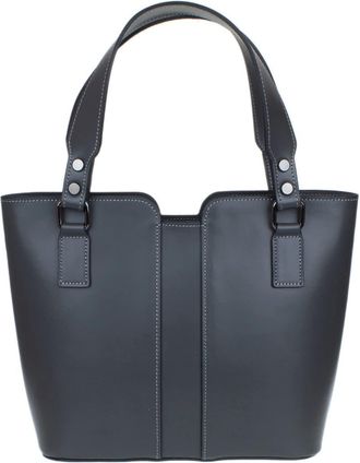 Girly HandBags Womens Plain Italian Genuine Leather Crossbody Tote Bag (Dark Grey)