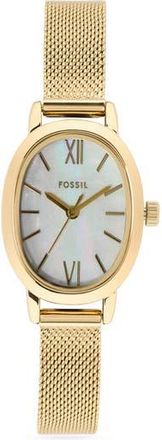 Fossil Penny Mother-of-Pearl Mesh Bracelet Watch, 23mm in Gold at Nordstrom Rack