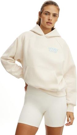 Cotton On Womens Active Plush Premium Graphic Raglan Hoodie in Coconut Milk Sport Club at Nordstrom, Size Xx-Small