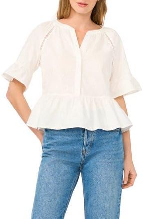 Ted Baker Lace Insert Peplum Top in Vanilla Clam at Nordstrom Rack, Size X-Large