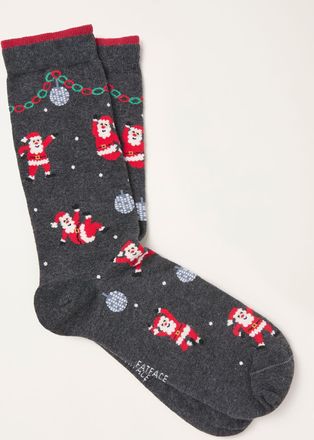 Fat Face FatFace Charcoal Grey Disco Santa Socks