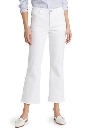 Wit & Wisdom Tatum AbSolution Frayed High Waist Ankle Flare Jeans in Optic White at Nordstrom Rack, Size 0