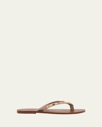 Valentino Garavani Rockstud Leather Flat Thong Sandals