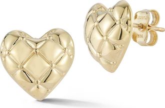 Ember Fine Jewelry Textured Heart Stud Earrings in Gold at Nordstrom Rack